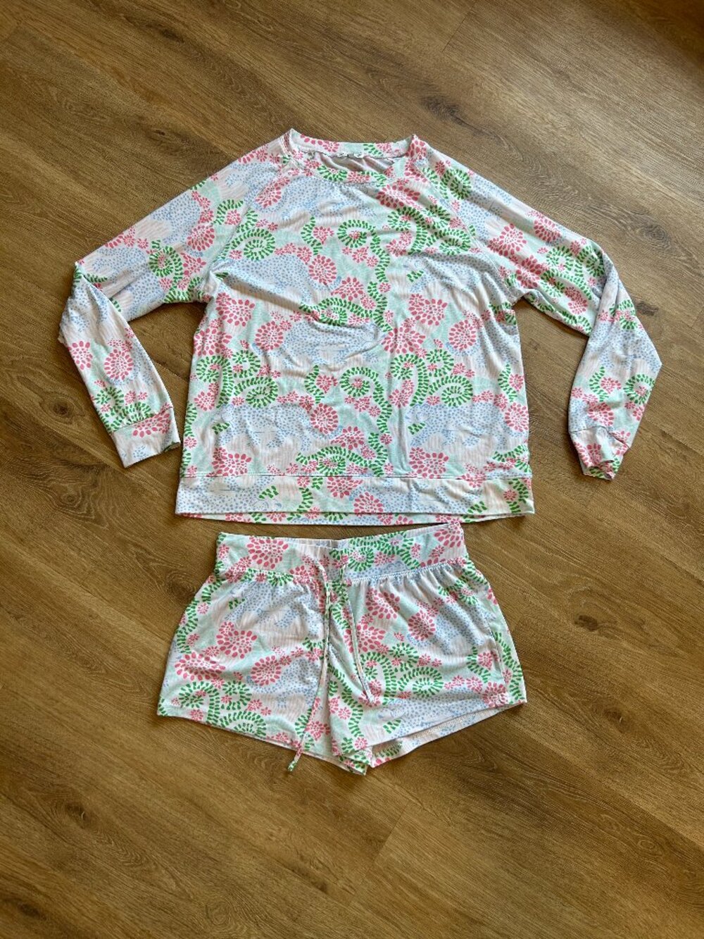 Mary Square Teal and Leopard Pajama Set Size Medium